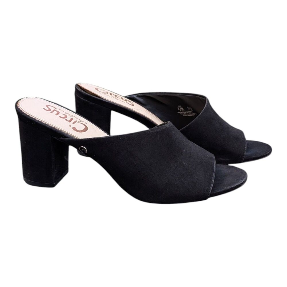 Circus by Sam Edelman Women's Suzanna Heeled Sandal Size 7.5 Black Faux Suede